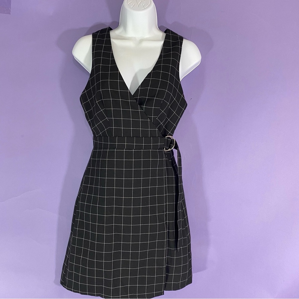 Grid Print Pinafore Dress